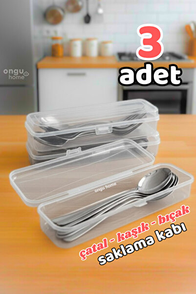 ongu home 3 Adet Çok Amaçlı Kutu Saklama Kabı Çatal Kaşık Bıçak Taşıma Kabı D...