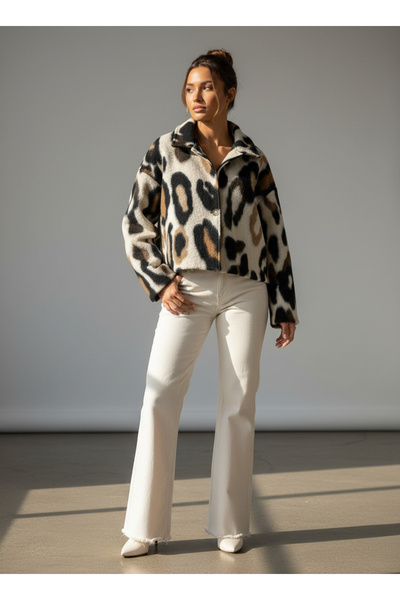 VETTA Leopard Pattern Thick Lined Jacket