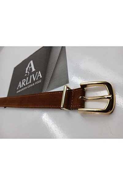 ARLIVA Suede 3cm Gold Plated Buckle Women's Trouser Belt, Dress Belt, Coat Belt