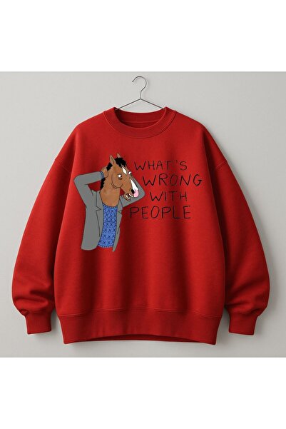 MAYDAY CULTURE Червена унисекс дамска и мъжка блуза с DTF печат Bojack Horseman