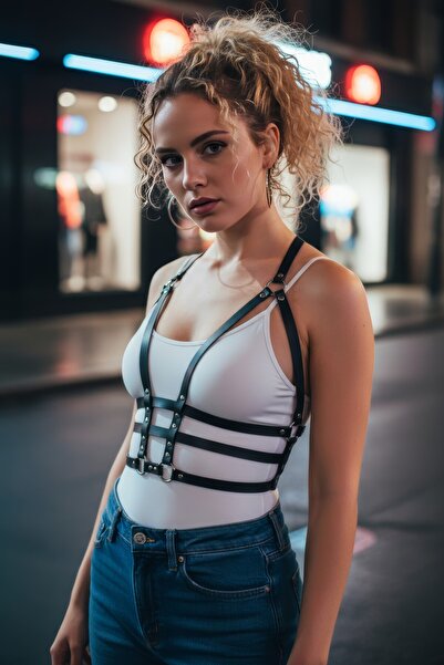 Angels Passion Чорний жіночий пояс Body Harness з декількома ременями, корсет...