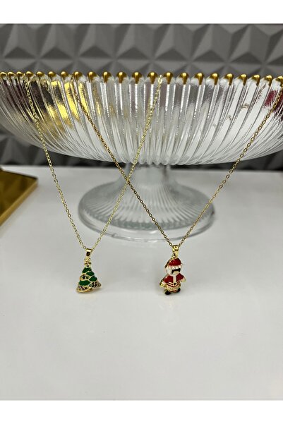 SEZGİLİ Yılbaşı Noel Baba Yılbaşı Ağacı Figürlü Sallantılı Kolye Seti 2’li 31...