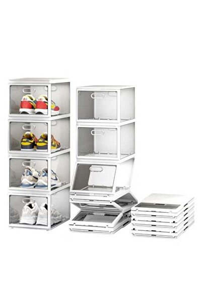 BLOOMING TIME 1 Set of 4 Transparent Foldable Stackable Shoe Storage Boxes