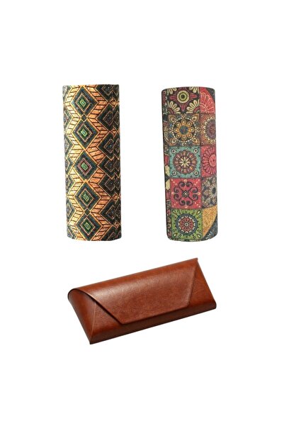 OEM Set of 3 sunglasses and eyeglasses cases, cork/metal material, magnetic closure, 16x5x3cm