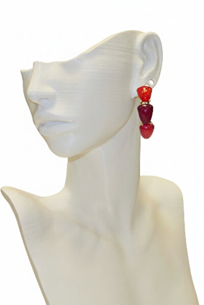 Alyas Aksesuar أقراط دائرية أنيقة بتفاصيل حجرية