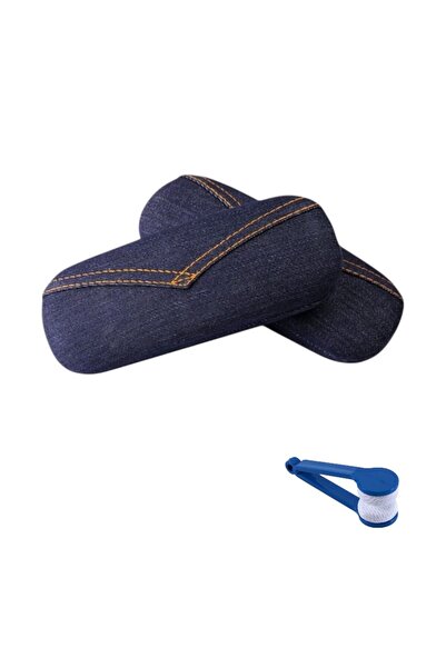 OEM 2 sunglasses and prescription glasses cases, Denim Jeans material, 16x6x4cm, glasses cleaning tool