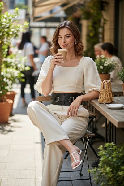 Angels Passion Curea neagră pentru femei Pantaloni eleganti Curea pentru feme...