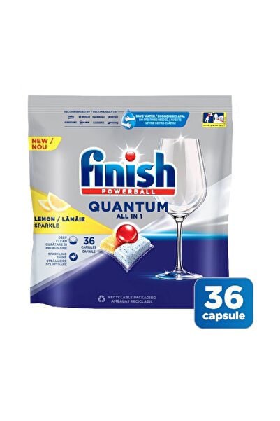 Finish Set of 2 x Quantum All in 1 Lemon Dishwasher Detergent Tablets, 36 Washes