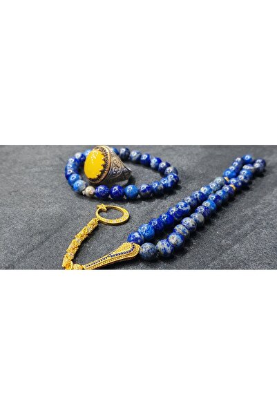 Of Lapis lazuli taşlı tespih bileklik ve yüzük takım