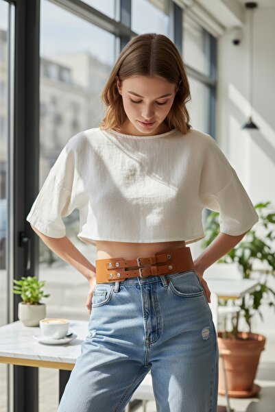 Angels Passion Tan Women's Belt Modern Women's Dress Belt - High Quality