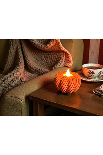 Nuclear 3d Baskı Bal Kabağı Tea Light Gece Lambası Turuncu | Pilli Led Işık |...