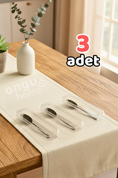 ongu home 3 Adet Çok Amaçlı Kutu Saklama Kabı Çatal Kaşık Bıçak Taşıma Kabı Düzenleyici