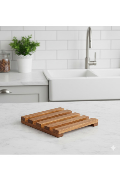 ARTI WOODS حامل أواني طهي خشبي طبيعي من خشب الجوز الفاتح مقاوم للحرارة، واقي لسطح المطبخ وقاعدة وزخرفة