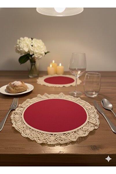 Rose go home طقم تقديم مكون من 6 قطع بتفاصيل من الدانتيل الأحمر