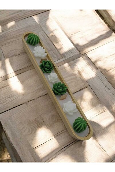 Bead Bambu Dekoratif Kaktüs Mum Seti - Kokulu Mum Seti 7 Li Set