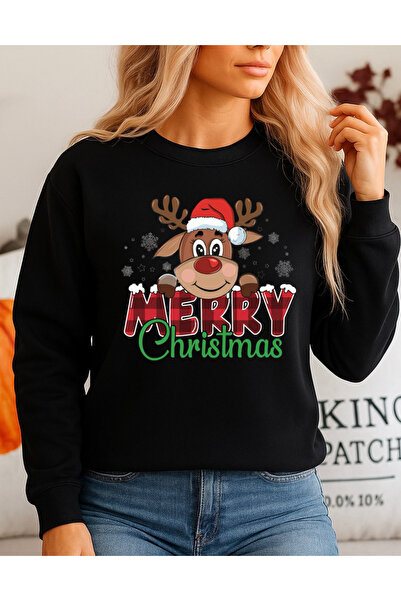 OEM Hanorac negru 100% bumbac Crăciun Fericit