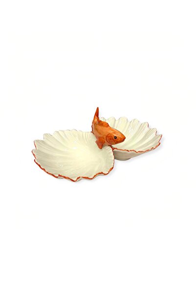 La Ceramica VBC V.b.c La Ceramica - Kırmızı Balık 2 Bölmeli Servis Tabağı (35...