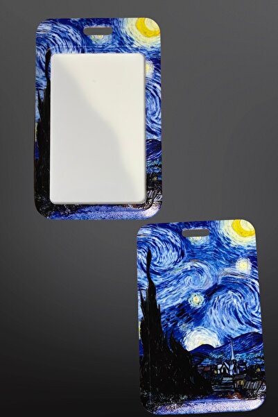 StormiStoretr Baskılı Yıldızlı Geceler Van Gogh Dikey Kart Koruyucu Personel Kartlık