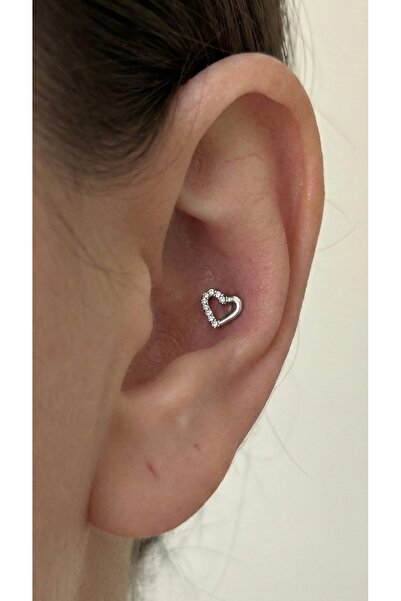 alysa jewelry Cerrahi Çelik zirkon taşlı kalp Piercing Tragus, heliks, lobe, conch,