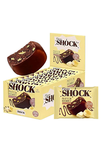 FITNESS SHOCK فيتنس شوك بروتين براوني شوكليت موز-كرتون 10 حبات-Fitness shock Brownie
