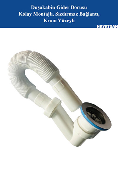 HAYATSAN Duşakabin Gider Borusu – Kolay Montajlı, Sızdırmaz Bağlantı, Krom Yü...