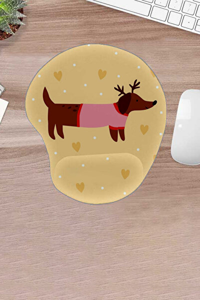 KARMAT لوحة ماوس داملا، لون أصفر، بنمط كلب لطيف، قاعدة غير قابلة للانزلاق، داعمة للكاحل، ملحقات الكمبيوتر