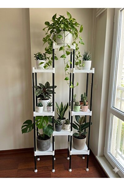 Lider Tunç Çok Katlı Metal Gövdeli Çiçeklik Bitki Standı Düzenleyici Raf | Sa...