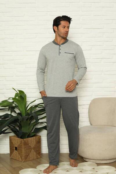 İpek Men's Long Sleeve 100% Cotton Pajama Set
