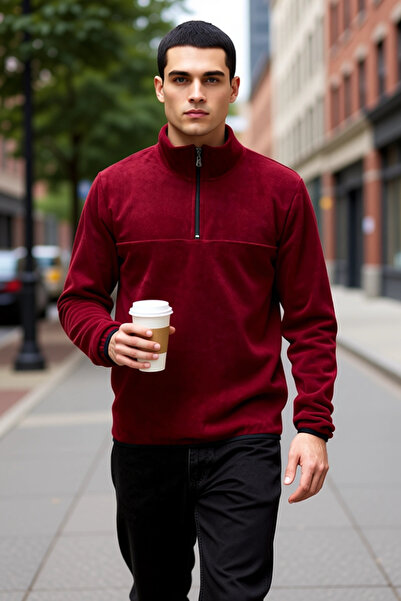 BENERLY Men's Mock Neck Zippered Standard Sleeve Fleece Sweatshirt Functional...