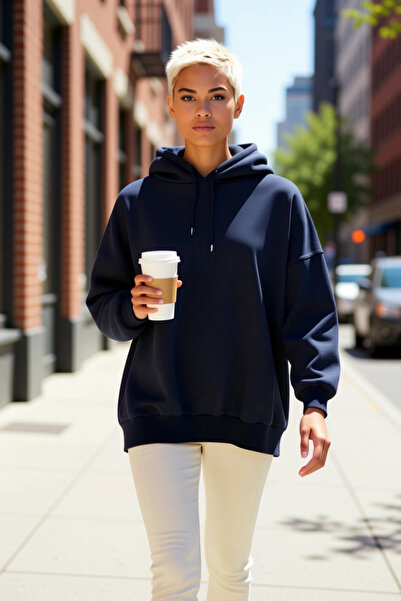 BENERLY Hanorac tricotat cu glugă și mâneci scurte pentru femei, croială larg...