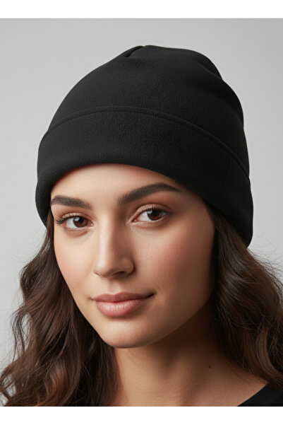 balkonda Beret Fleece Basic Non-Flat Cold Protective Unisex Black