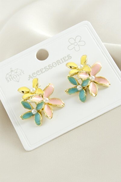 CT STONES أقراط زهرة المينا