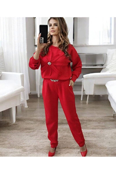 OEMN Women's 2-Piece Set Sweatshirt and Pants with Rhinestones - HEB