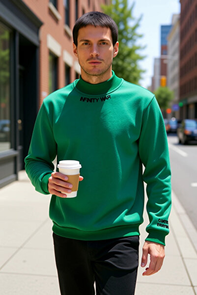 BENERLY Ανδρικό φούτερ με ζιβάγκο, κανονική εφαρμογή, κεντημένο, λειτουργικό,...