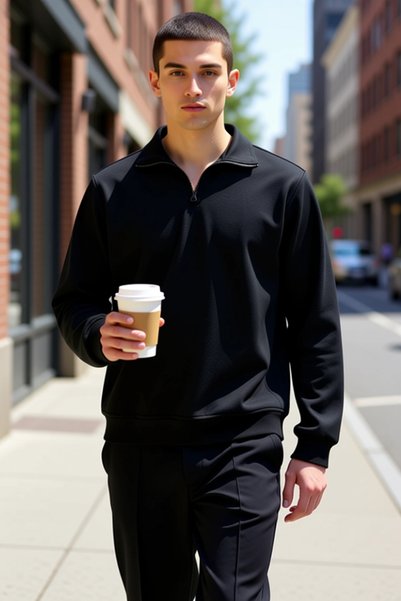 BENERLY Men's Mock Neck Standard Sleeve Regular Fit Sweatshirt Functional Dur...