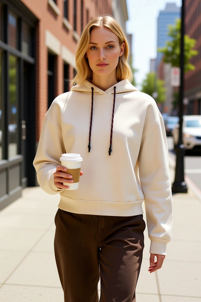 BENERLY Hanorac tricotat pentru femei, cu glugă și mâneci scurte, 100% bumbac...