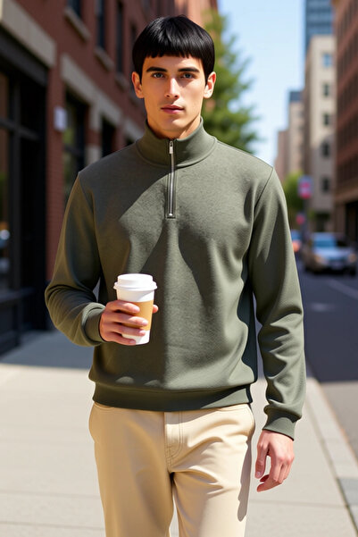 BENERLY Men's Mock Neck Standard Sleeve Regular Fit Sweatshirt Functional Dur...