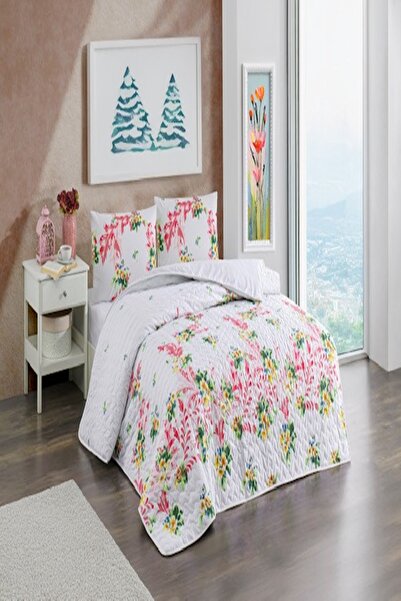 Kristal Double Quilted Duvet Cover Set Four Seasons Serenade Pink