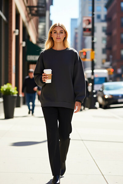 BENERLY Hanorac tricotat gros, supradimensionat, cu mâneci scurte, pentru fem...