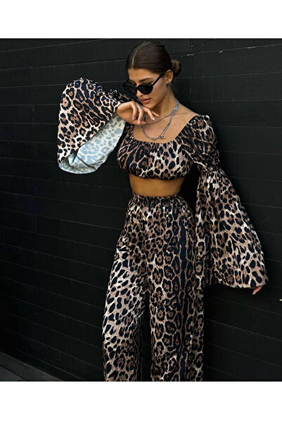 OEMN Compleu top si pantalon - animal print