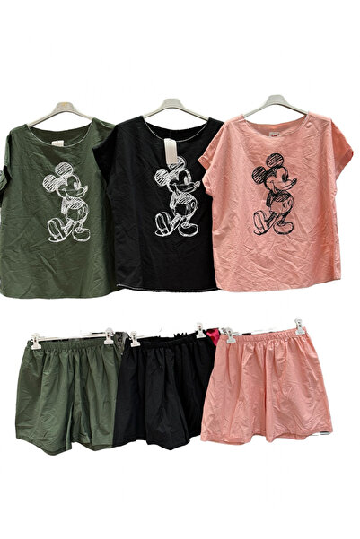 OEMN Women's Cotton Set Mickey Mouse T-Shirt and Shorts - Sporty