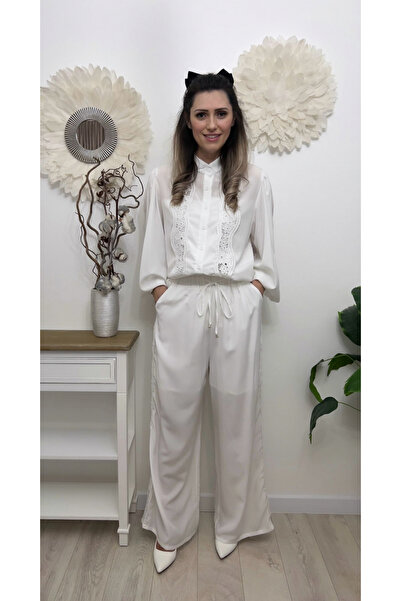 OEMN Women's Cotton Suit, Loose Fit, Shirt and Pants, Single Dimension, White...