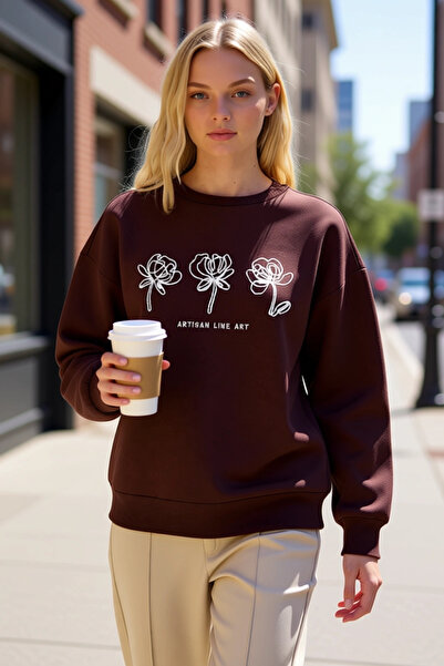 BENERLY Women's Crew Neck Low Sleeve Wide Fit Knitted Sweatshirt Functional D...