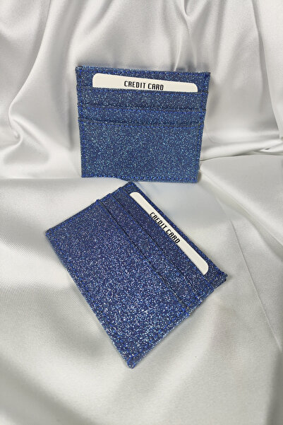Leaf Accessory Kadın Kartlık Simli Mavi, 1. Sınıf Vinlex Deri, 7 Tane Kart Ko...