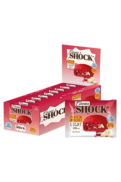 FITNESS SHOCK فيتنس شوك بروتين بسكويت ريد فيلفت-كرتون 10 حبات-Fitness shock B...