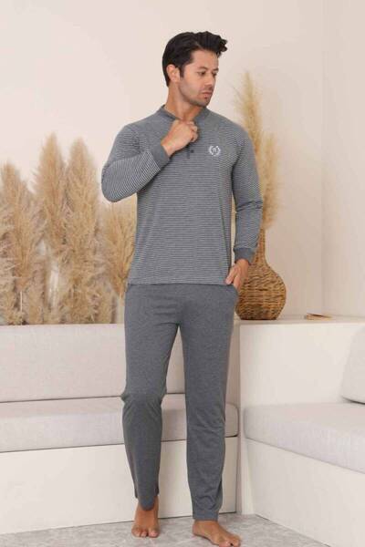 İpek Men's Long Sleeve Cuffed Cotton Pajama Set