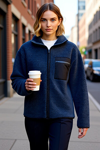 BENERLY Women's Mock Neck Low Arm Full Zippered Plush Sweatshirt Functional D...