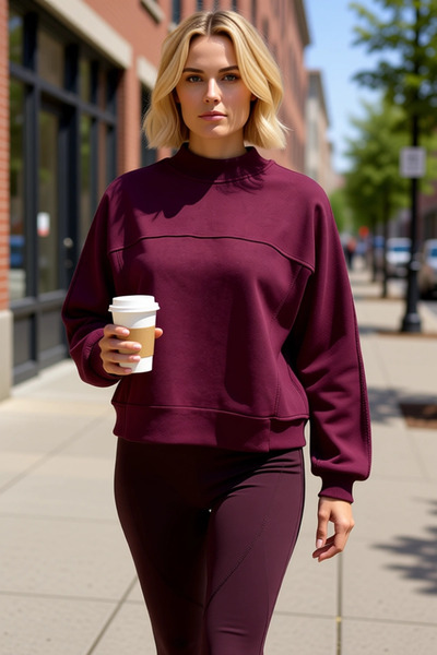 BENERLY Hanorac tricotat pentru femei, 100% bumbac, cu croială largă, cu gule...