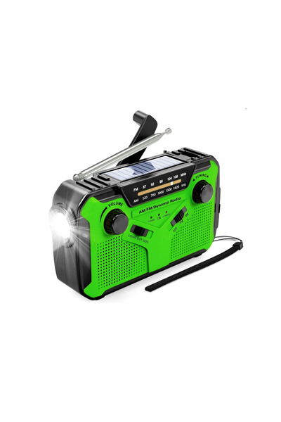OEM Portable Camping Radio with Dynamo, Flashlight, Solar Charging, Batteries and Socket, Powerbank 4000 mAh