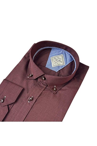 GÖMLEK GALERİSİ Slim Fit Slim Fit Straight Button Collar Sports Men's Shirt